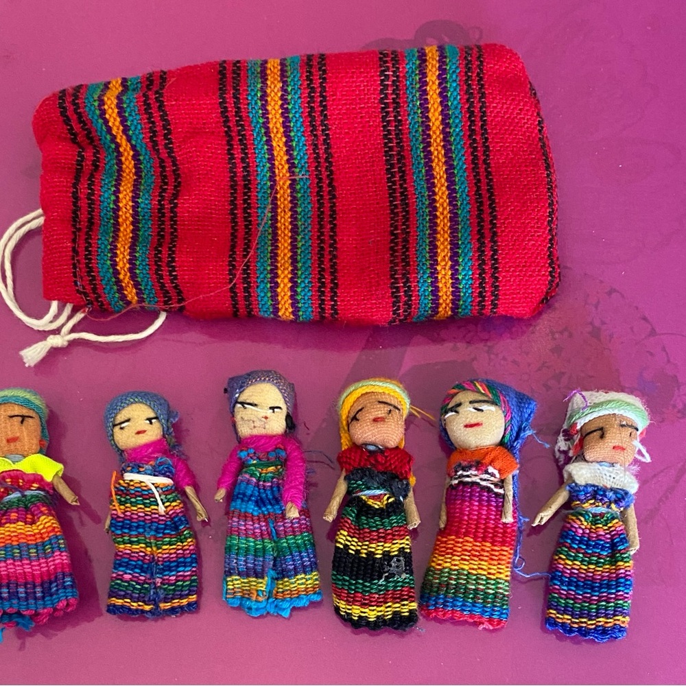 Colorful Handmade Doll Set with Bag
